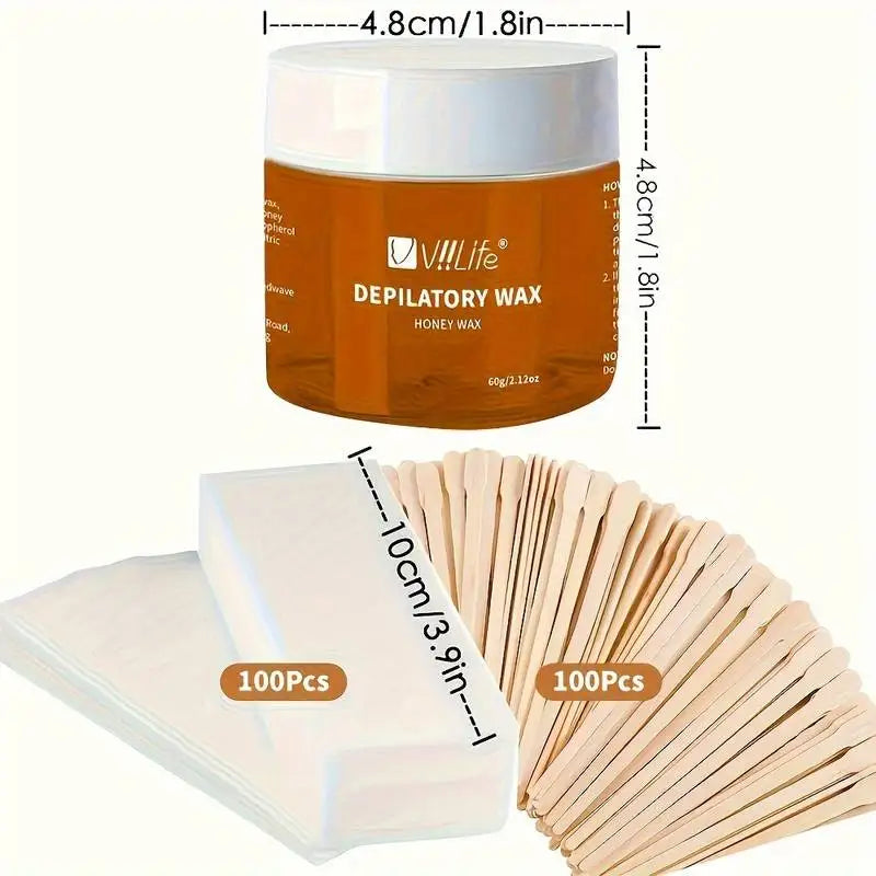 Viilife Precision eyebrow wax for shaping Depilatory Wax Hair Removal Cold Sugar 60g Kit travel and home use sugar wax kit