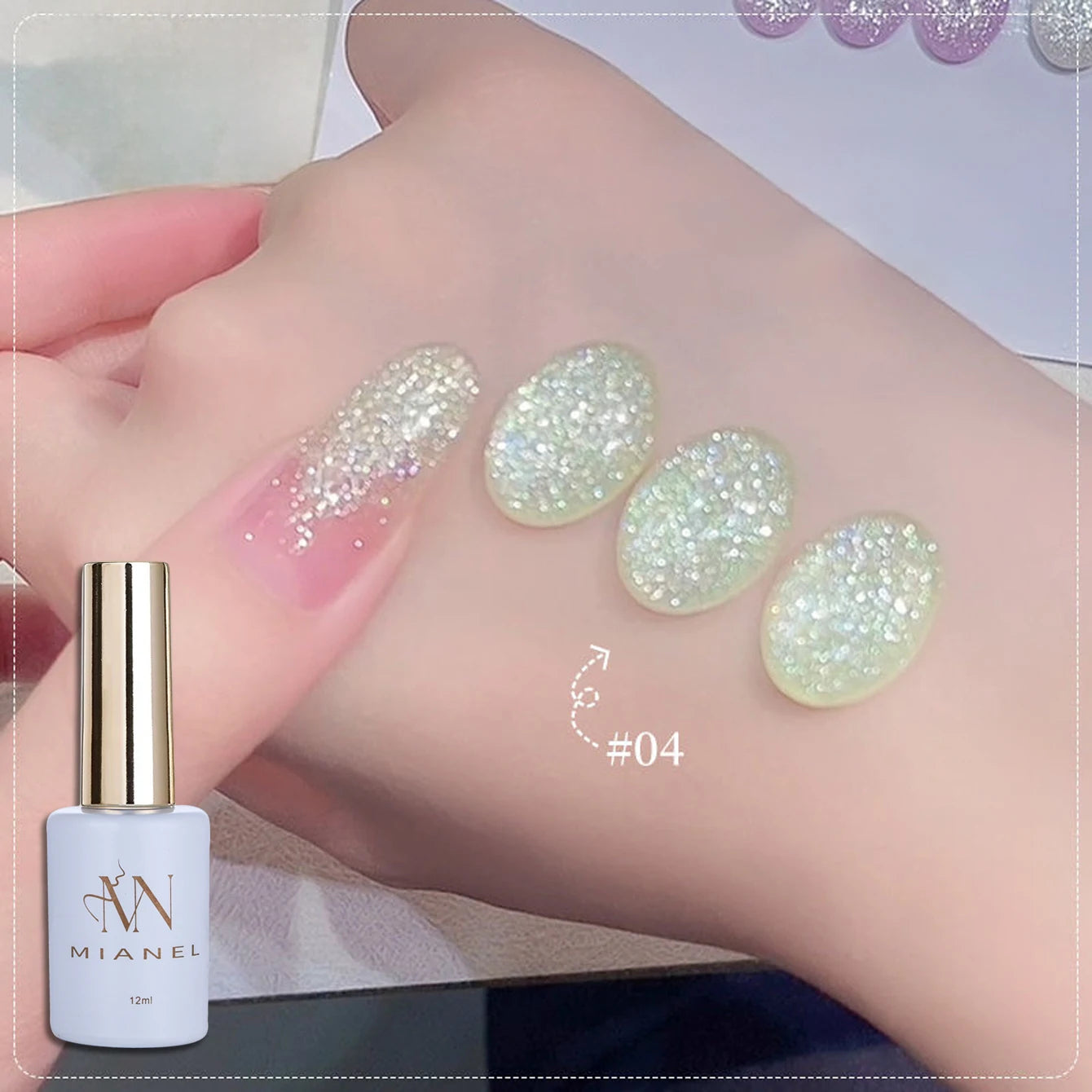 MIANEL 1pcs 12ML Summer Dream Dress Fine Glitter Gel Nail Polish 2025 New Style Popular Whitening Glitter Crushed Diamond