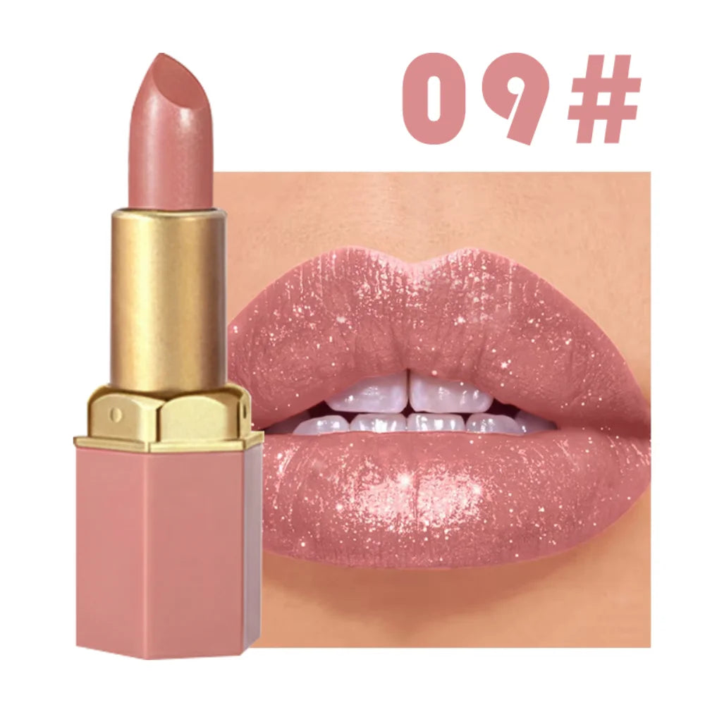 CHOOSE RASME 6-Color Chocolate Bar Lipstick Makeup Pearls Not Easy to Peel off Matte Waterproof Lipgloss