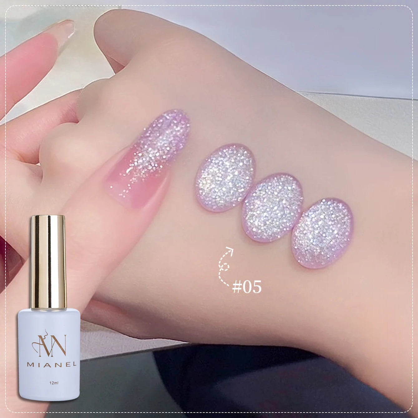 MIANEL 1pcs 12ML Summer Dream Dress Fine Glitter Gel Nail Polish 2025 New Style Popular Whitening Glitter Crushed Diamond