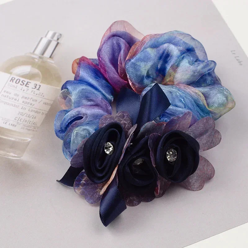 Women Lace Hair Scrunchies  Bow Hair Fantaisie Tie High Elasticity