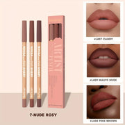 Face Secret 3pcs Set Nude Lip Liner, Natural Matte,Long-Lasting Waterproof,High Pigmented Hook Line Lip Pencil Makeup