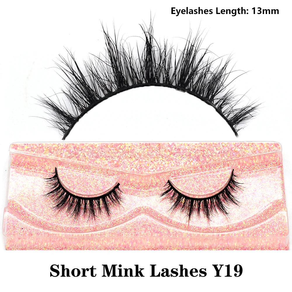FOXESJI Real Mink Fluffy Short Eye Lashes Extension Wispy Soft Natural Short False Eyelashes Daily Wear Full Strip Lashes Makeup