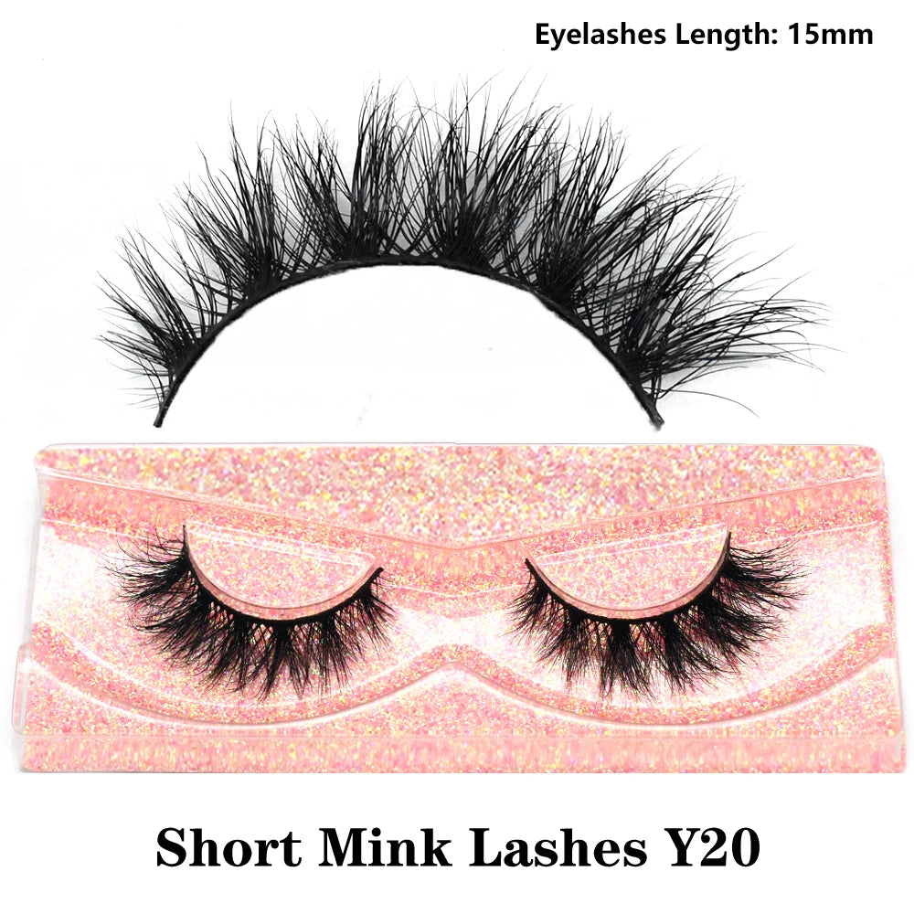 FOXESJI Real Mink Fluffy Short Eye Lashes Extension Wispy Soft Natural Short False Eyelashes Daily Wear Full Strip Lashes Makeup
