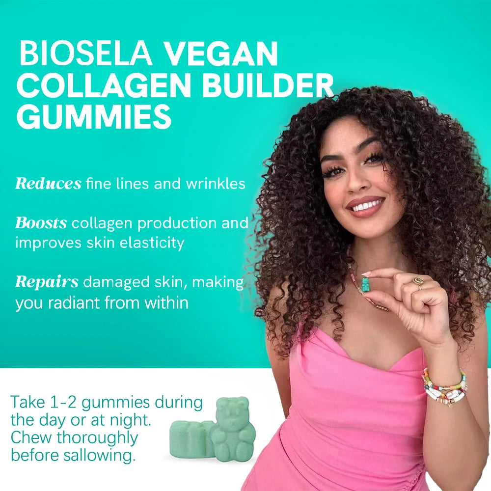 Premium Vegan Hair Vitamins Supplement - Hair, Skins & Nails Collagen & Biotin Gummies, Hair Growth Fast Gummy for Men & Women