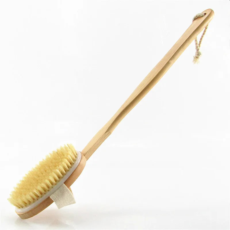 1/2Pc Wooden Detachable Long Handle Shower Body Brush Bathing Massage Back Body Exfoliating Brush Bathroom Wash Brush Bath Tools