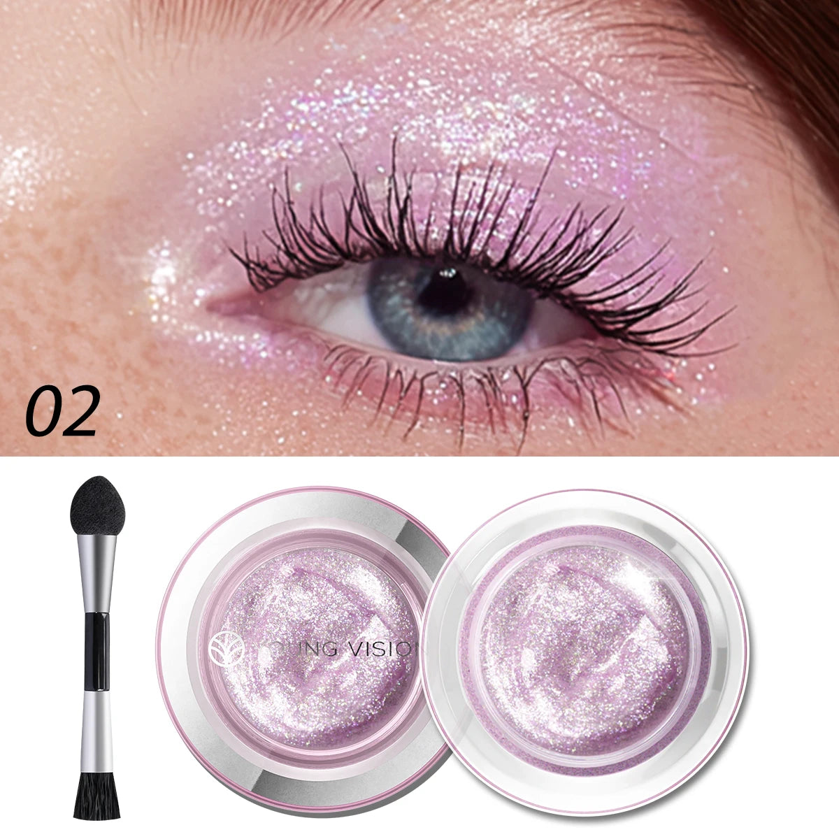 1pcs highlighter liquid eye shadow, waterproof, non-greasy, long-lasting highlight & smoky eye shadow with makeup brush,