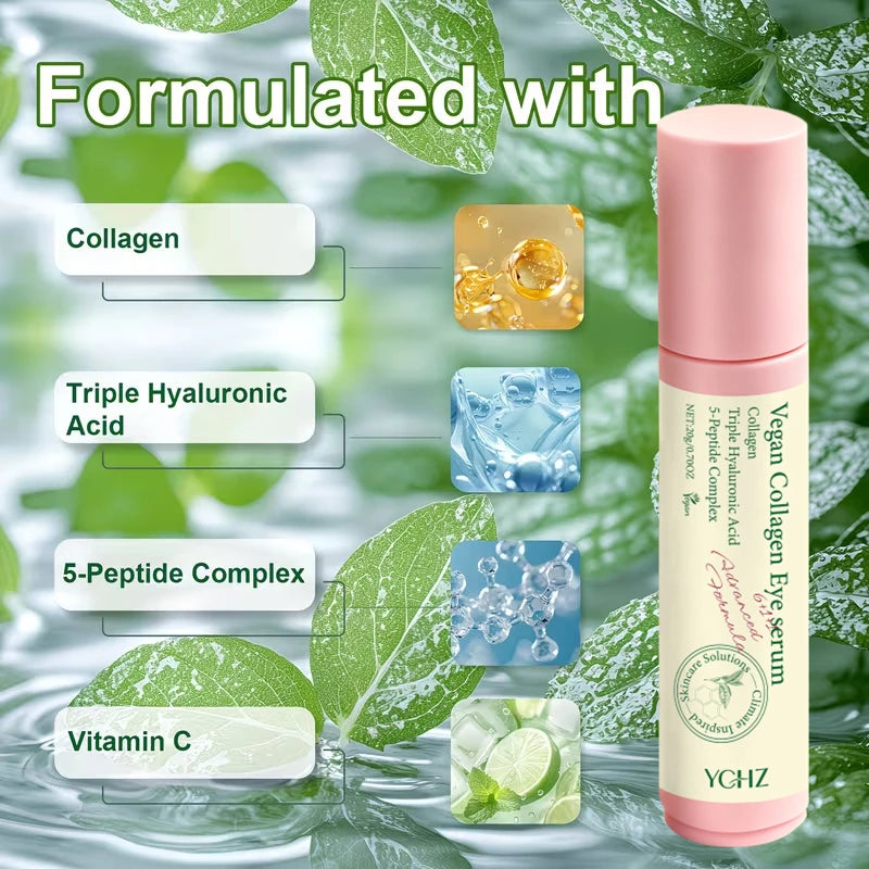 6-in-1 Collagen Peptide Eye Serum – Quick-Absorbing, Non-Greasy Formula for Hydration, Smoother-Looking Skin, Dark Circles & Fine Line Care