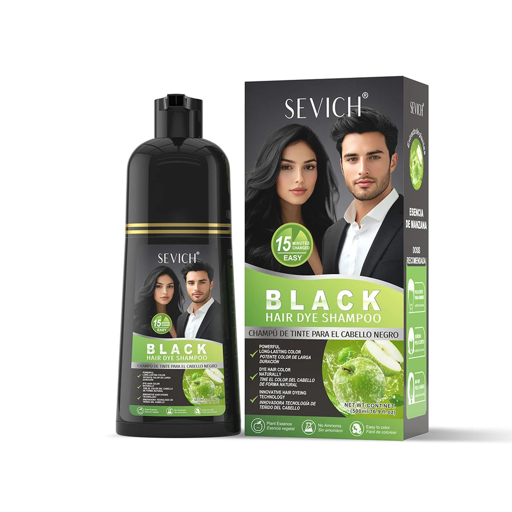 500ml Black Dyed Shampoo Instant Dye Covers Natural Gray Hair Shampoo Black Hair Dye Herbal Ginseng Ginger White Hair Dyed Black