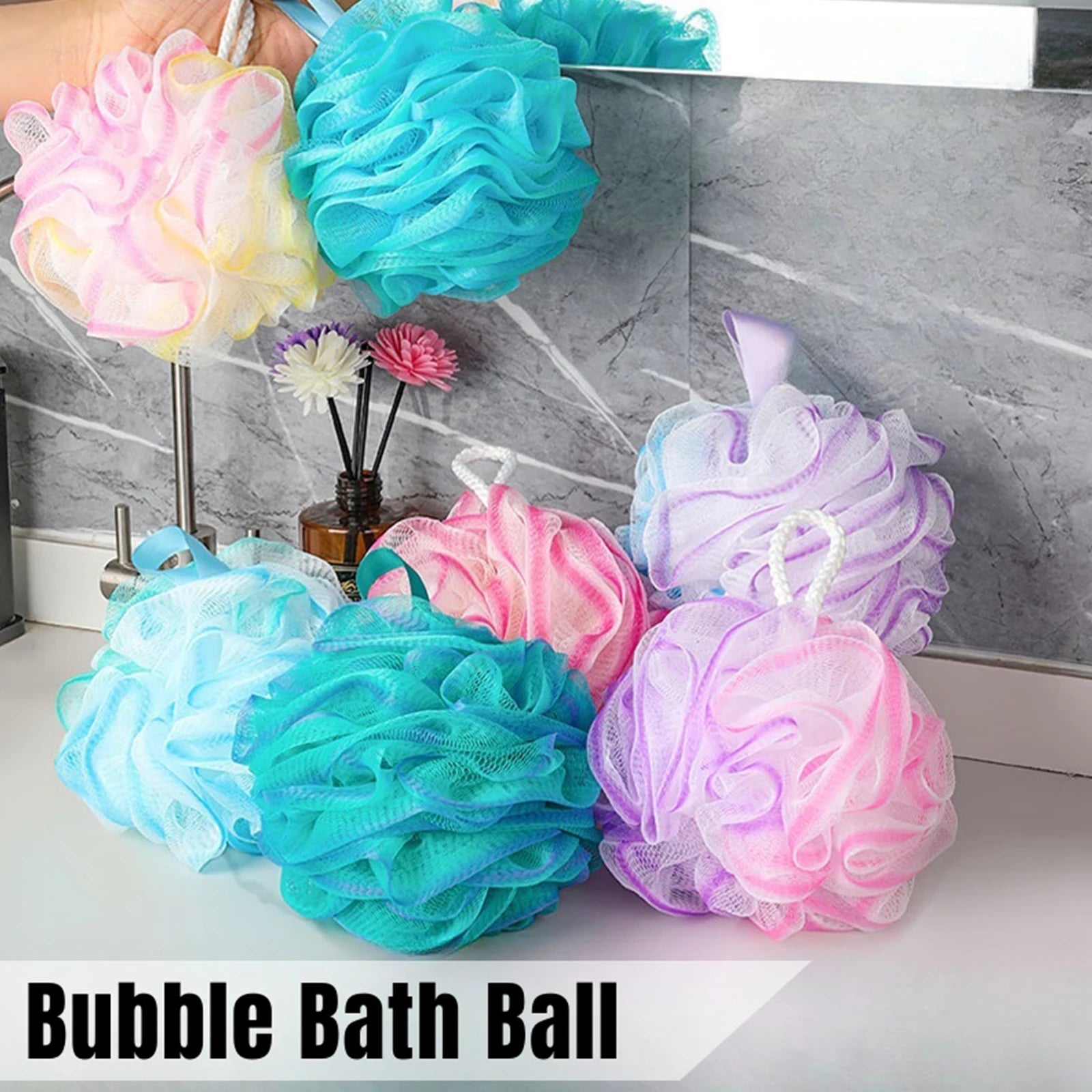2PCS Exfoliating Bath Sponge Set Bath loofah shower sponge Soft Mesh Bath Sponge Balls Bathroom Supplies for Women, Men Bathroom