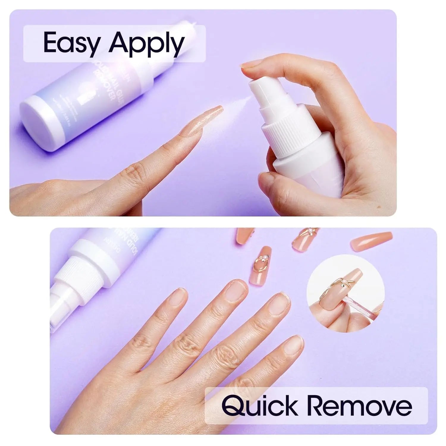 Professional Nail Glue Remover Solid Gel 60ML Quick Soak Off Solution for Press On Acrylic Fake Nails Salon Manicure Care