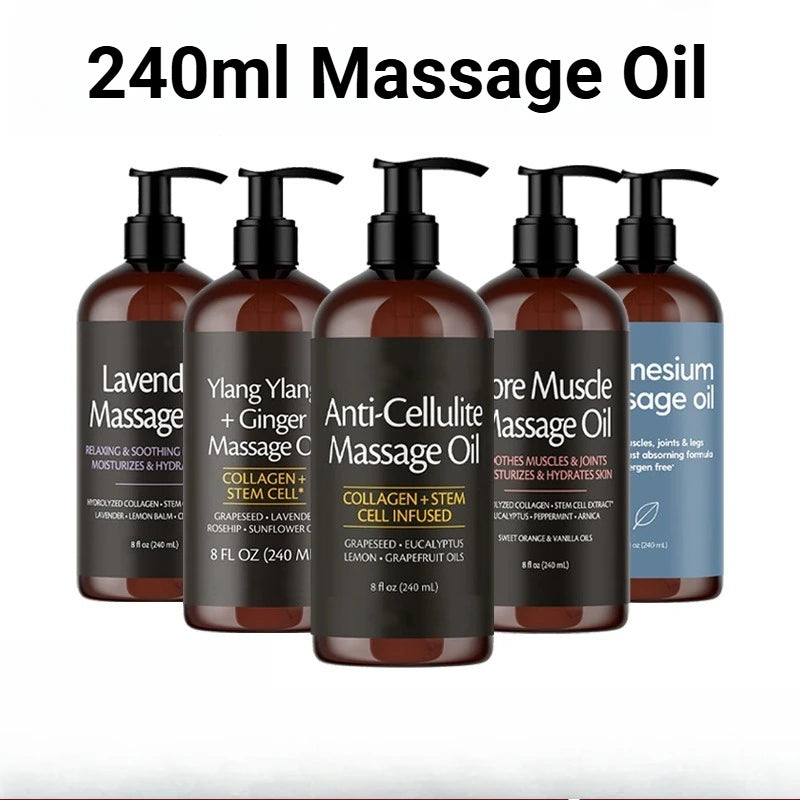 Skin Firming Body Massage Oil 240ml Natural Aromatherapy Relaxing Soothing Skin Care Essential Oil for Body Massage