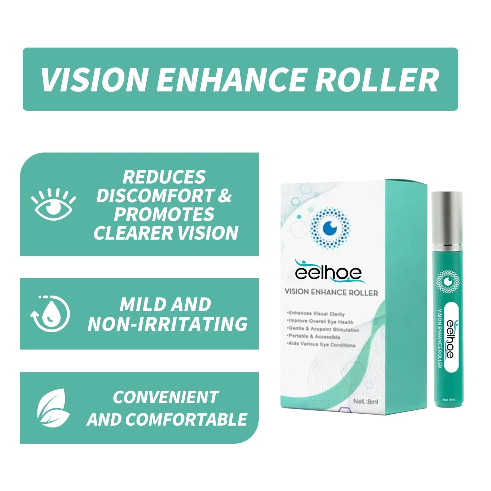 Korean Visual Enhancement Eye Serum Roller Relieve Eye Aningeresting Dark Circles Bags Eye Contour Moisturizing Cosmetics 8ML