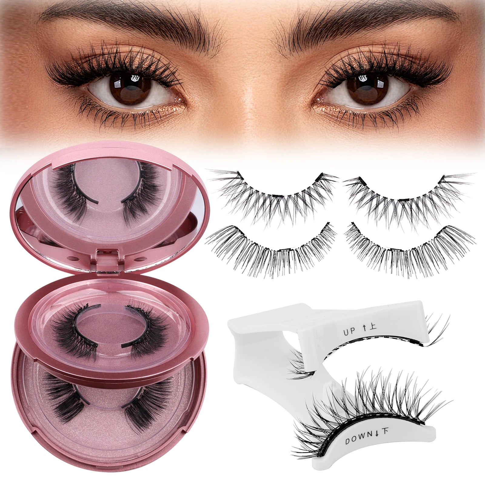 GEMERRY Magnetic Eyelashes with Applicator Natural Look Reusable Soft Strip False Lashes No Glue Makeup Kit Easy to Wear  Remove