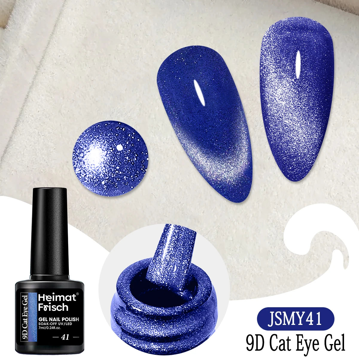 Heimat Frisch Single 0.24oz Crystal Cat Eye Gel Nail Polish - Holographic Glitter, Translucent and Magnetic Effect, Long-Lasting
