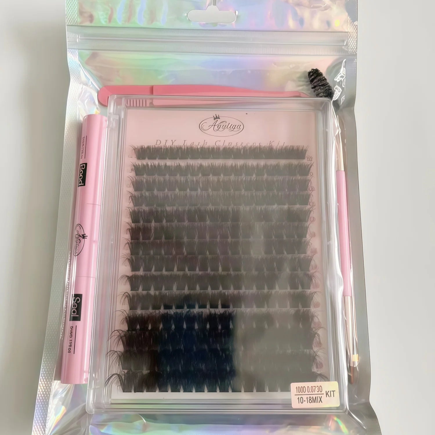 Lash Clusters Kit 100D Eyelash Clusters 3D Effect with Bond Seal Tweezers Brush Thin Band 10-18mm Mixed Natural Wispy 3D Curl Co
