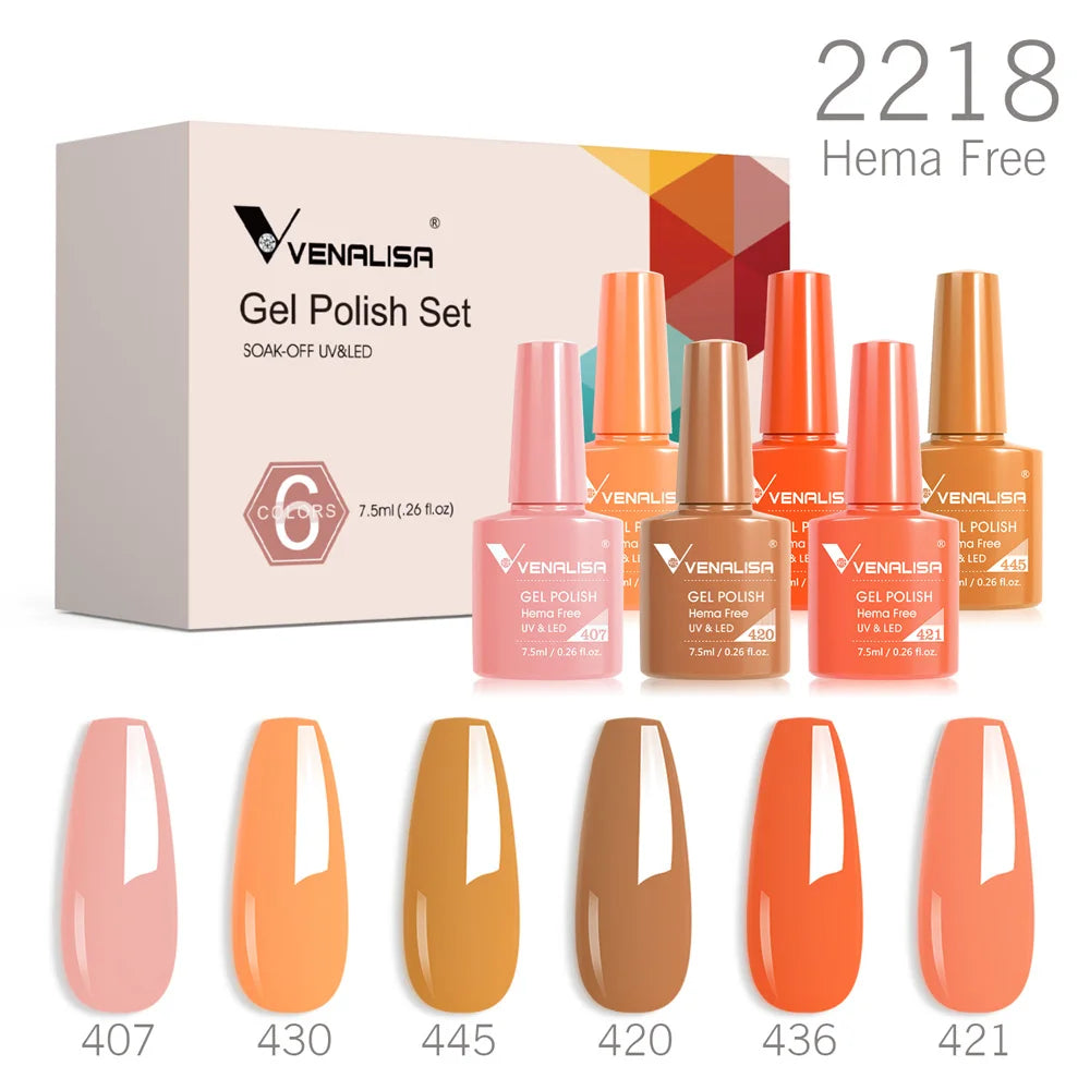6pcs Venalisa Construction Gel Kit Stronger Jelly Color Reinforce Natural Nail Varnish Rubber Base Color Series Nude Collection