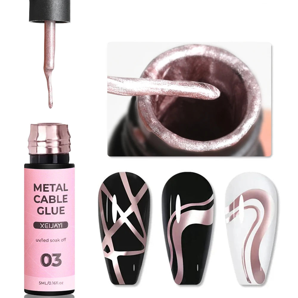 5/8/10/12ml 5D Metallic Painting Nail Gel Silver/Gold Liner Polish Mirror Chrome Effect Gel Nail Polish Soak Off UV/LED Drawing^