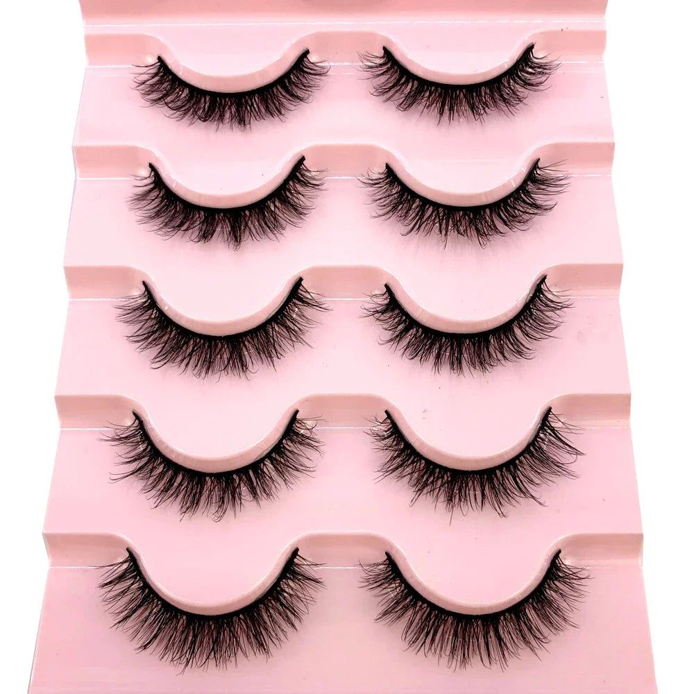 New 5 pairs of handmade mink eyelashes fake eyelashes natural nude makeup simulated cross messy eyes 3D curly eyelashes