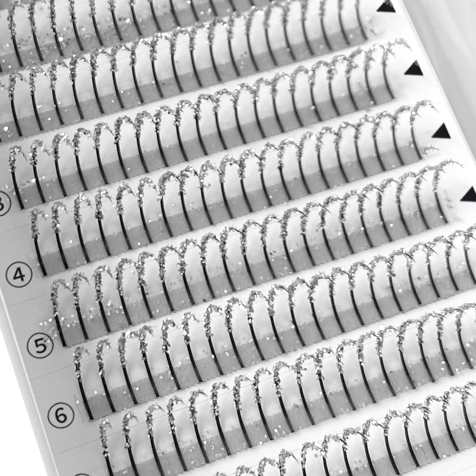 240 PCS Silver Glitter Eyelash Extensions DIY A/M Spike Lashes Luxury Wedding Eyelashes 10-15mm