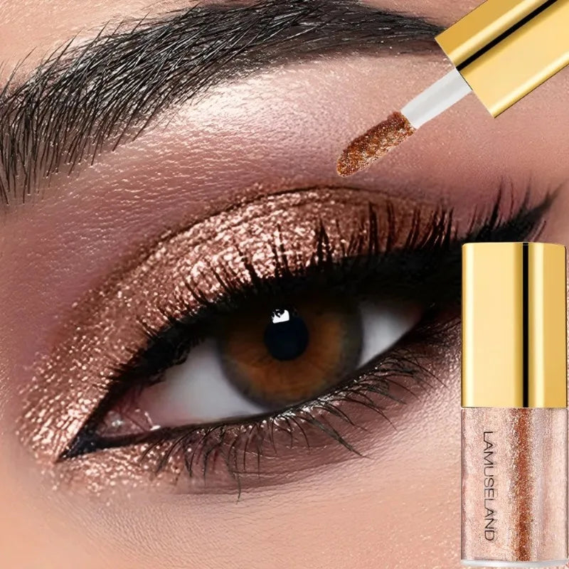 Pearly Liquid Eyeshadow Natural Smokey Silver Shimmer Glitter Diamond Eye Shadow for Eyelid Waterproof Beauty Highlighter Makeup