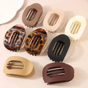 Leopard Matte Oval Hair Claw Clip for Women Fashion Curved Flat Acrylic Barrettes Styling Hair Accessories