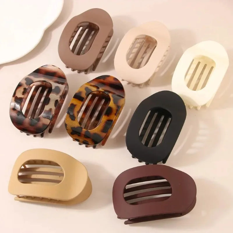 Leopard Matte Oval Hair Claw Clip for Women Fashion Curved Flat Acrylic Barrettes Styling Hair Accessories