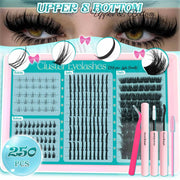 Eyelash Extension Kit Spiky Lashes Extension Thick Individual Cluster Lashes with Spikes&Bottom Lashes Bond And Seal Makeup
