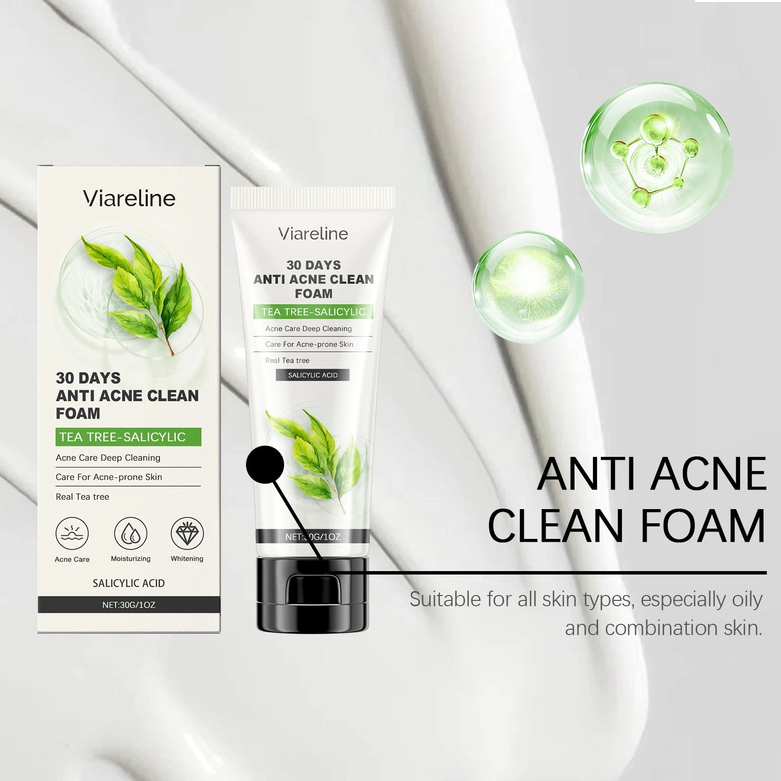 100g Salicylic Acid Facial Cleaner Gentle Cleaning Pore Dirts Moisturizing Acne Care Oil Control Refreshing Face Washing Soap