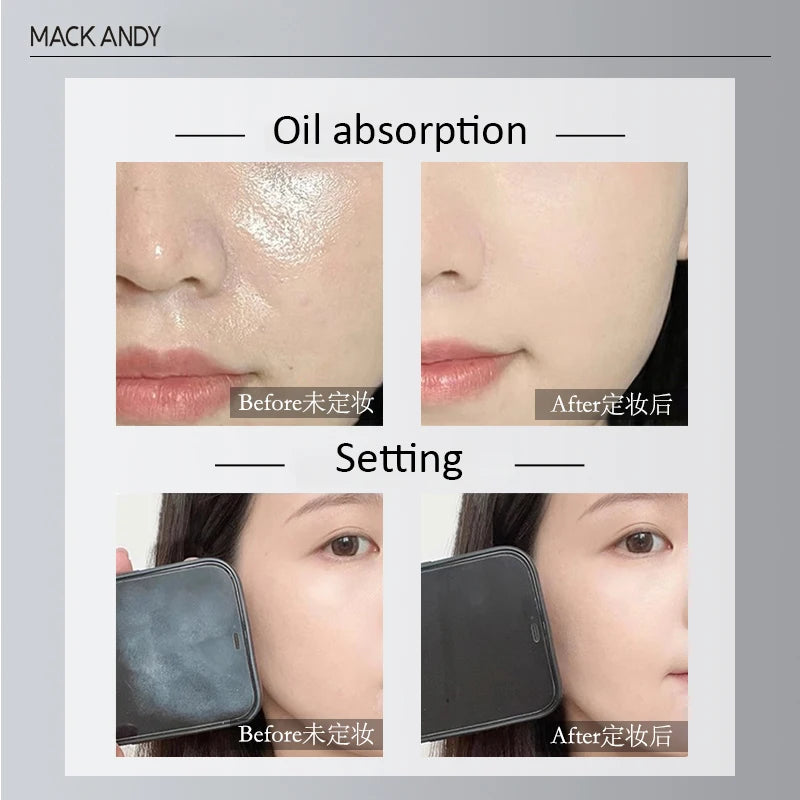 Mack Andy loose powder naturally fits and brightens, soft and focused, holds makeup, controls oil, loose powder, honey powder