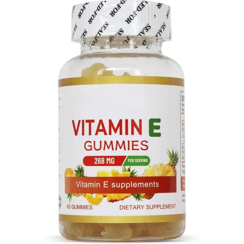 Vitamin E 268mg Vegan Gummy Supplement Daily Antioxidant Nutrition 60Gummies Immune Support Skin&Hair Health Non-GMO Gluten-Free