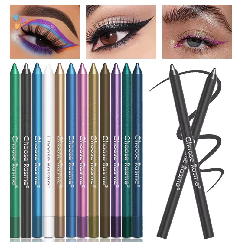 12 Colors Set Glitter&Shimmer Eyeshadow Eyeliner Stick Pack Wearing Smooth Application Versatile Halloween Activity Makeup Pens