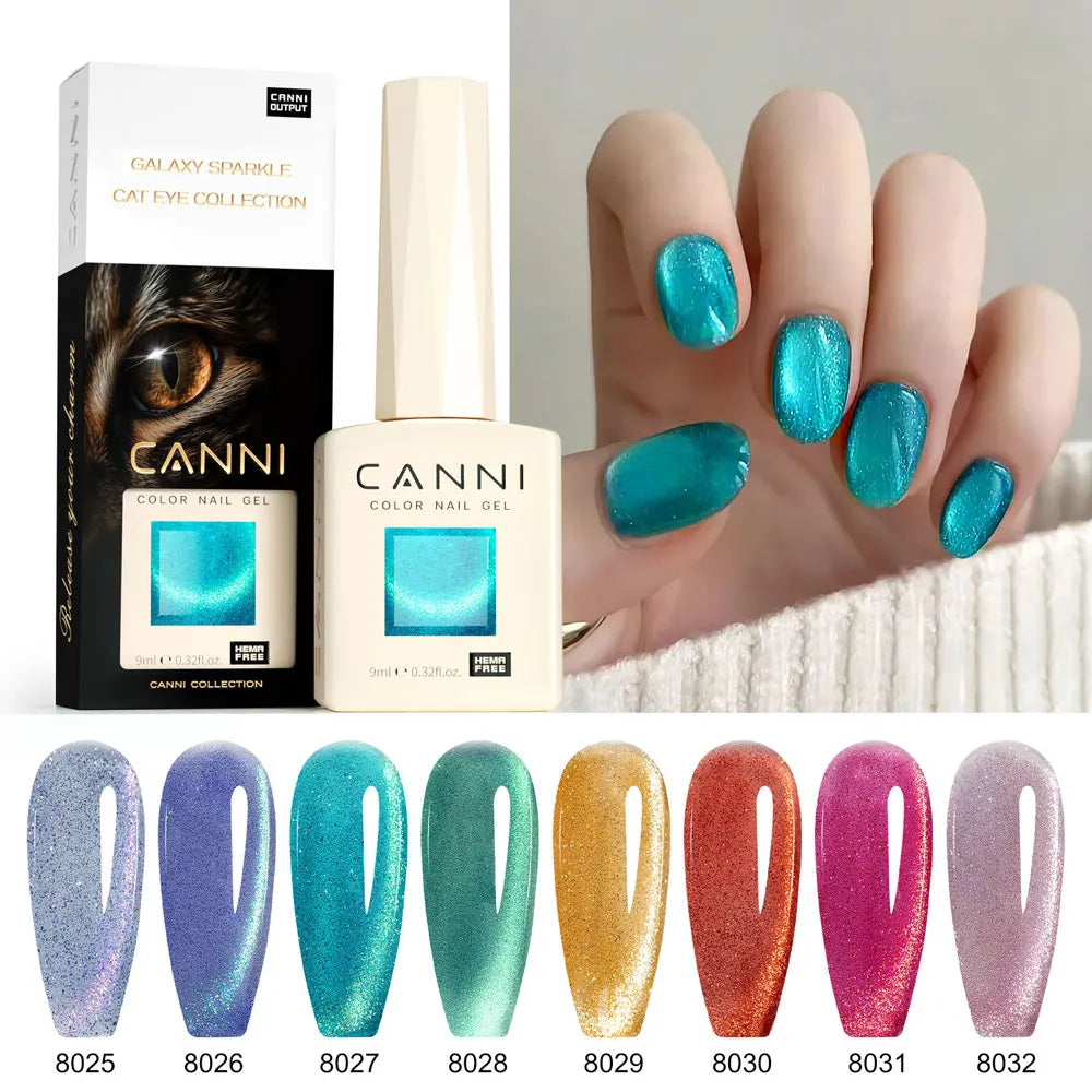 CANNI TPO/HEMA FREE Cat Eye Gel Nail Polish 9ml 48 Colors High Gloss UV-Removable Nail Art for Salon & DIY Manicure