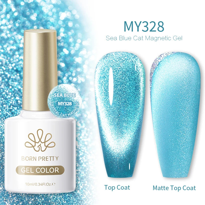 BORN PRETTY 10ml Autumn Gold Pink Glitter Cat Magnetic Gel Nail Polish Jelly Pink Semi Permanent Soak Off UV LED Varnish