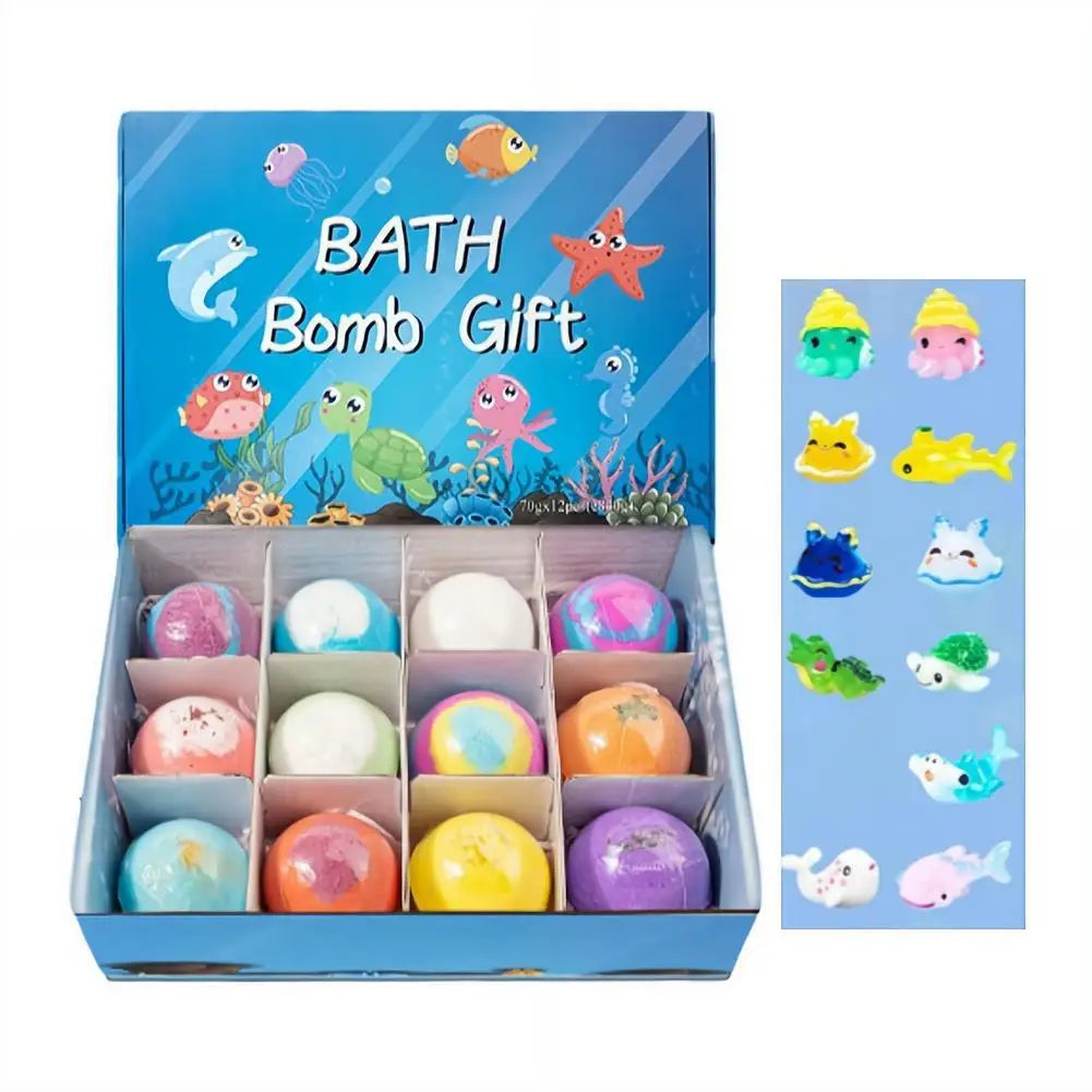1/6/12PCS Bath Bombs Set Bubble Bath Fizzies for Children Safe & Natural Essential Oil Bubble Bath with Surprise Toys Inside