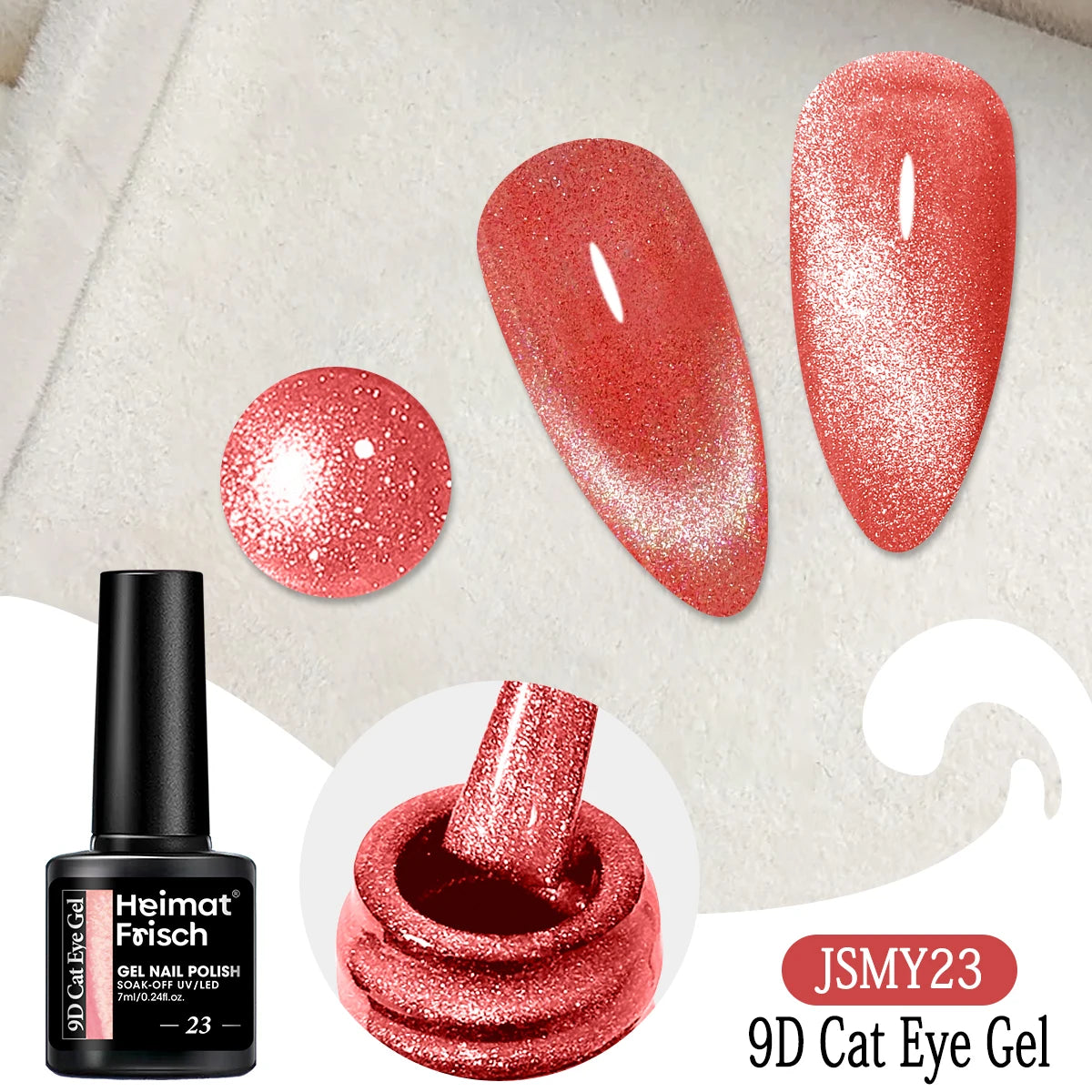 Heimat Frisch Single 0.24oz Crystal Cat Eye Gel Nail Polish - Holographic Glitter, Translucent and Magnetic Effect, Long-Lasting
