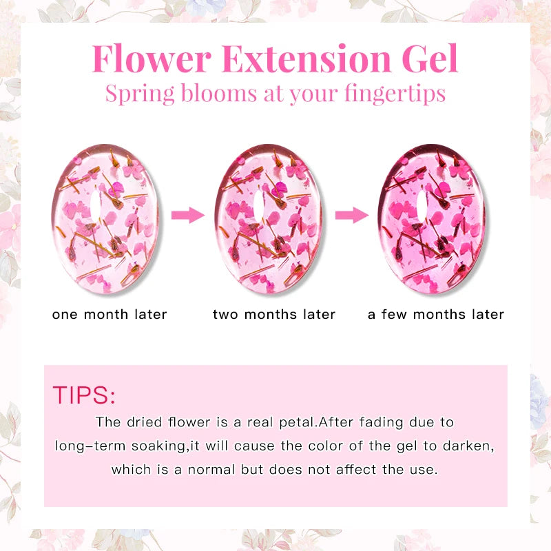 Flower Quick Extension Gel Nail Polish Dried Flower Acrylic Extension Construct UV Hard Gel Semi Permanent Nail Art Varnish DIY