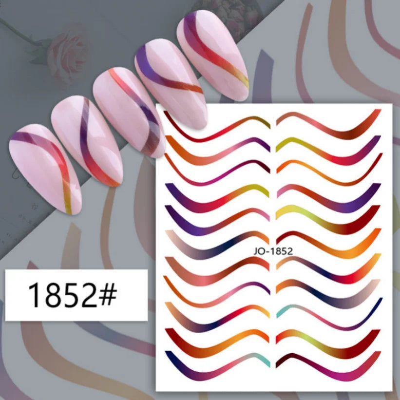 Nail Stickers 3D  Metal Line Sliver Gold Thorns Vine Curve Stripe Lines Tape Swirl Sliders Manicure Adhesive Gel Nail Art Decals