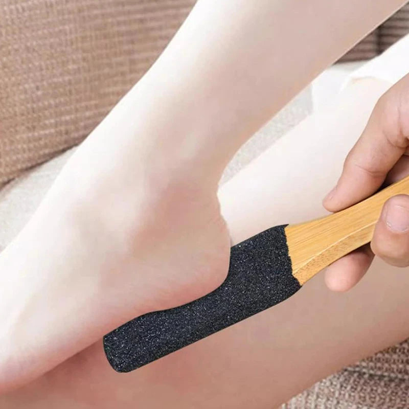 Foot Scrubb Bamboo Handle Foot File360° Natural Pumice Stone Exfoliator Professional Pedicure Tool For Callus Removal Dead Skin