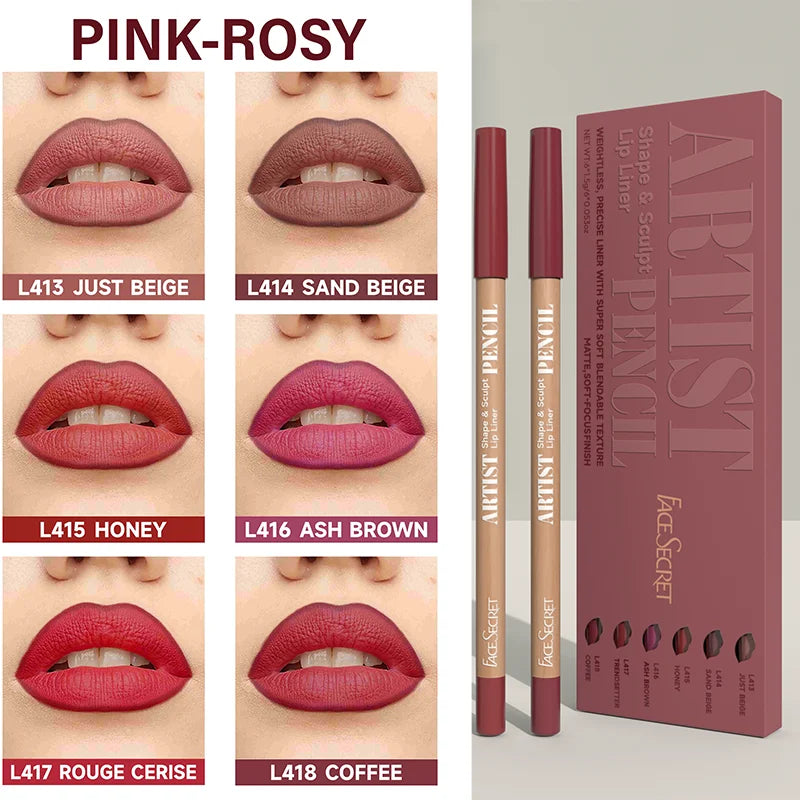 18Pcs Nude Matte Lip Liner Set,High Pigmented Natural Lip Makeup Soft Pencils Longwear Smooth Ultra Fine,Long-Lasting Waterproof