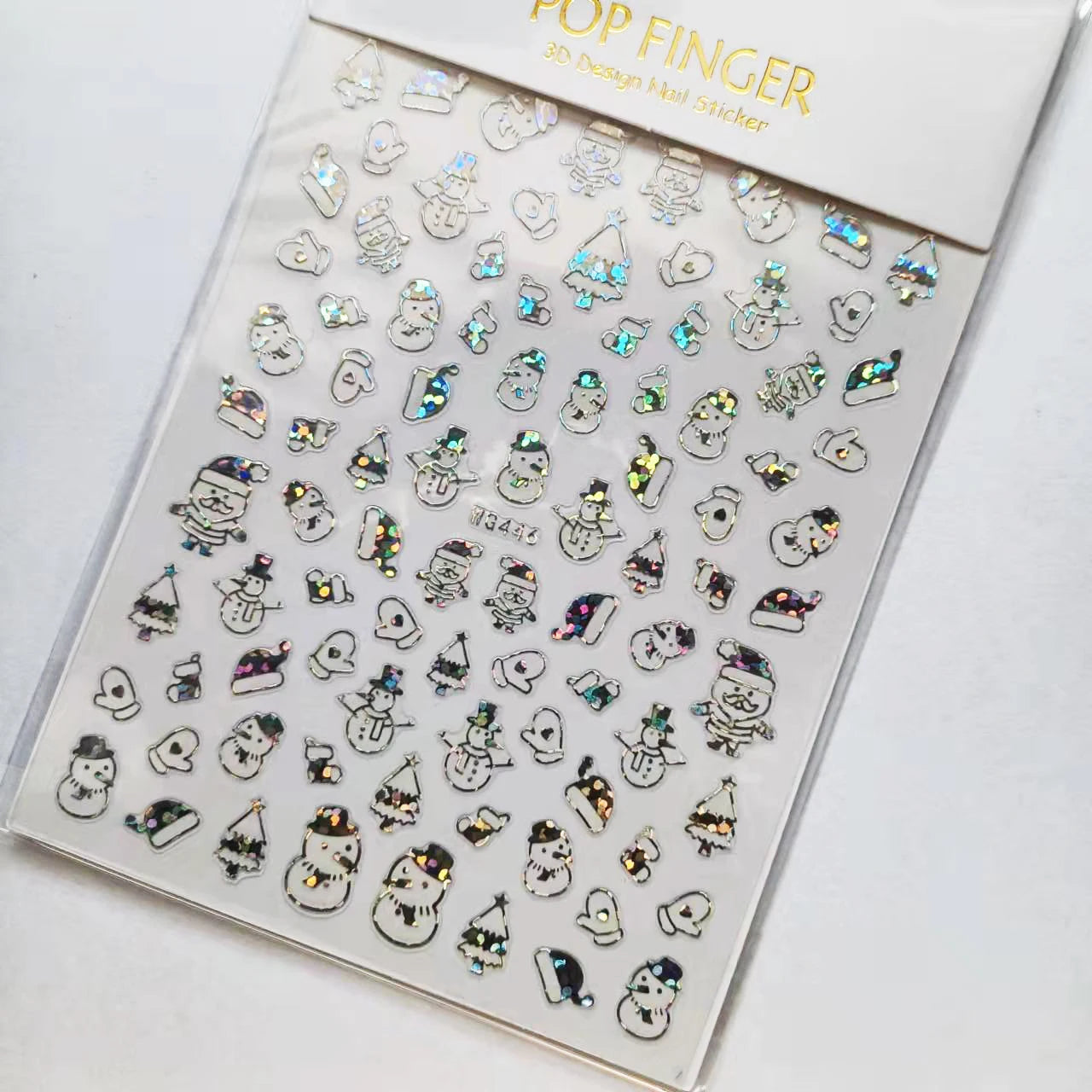 Sliver Bronzing 3D Christmas Nail Art Decoration Sticker Sparkly White Colorful Glitter Geometry Snowflake Winter Slider Foil