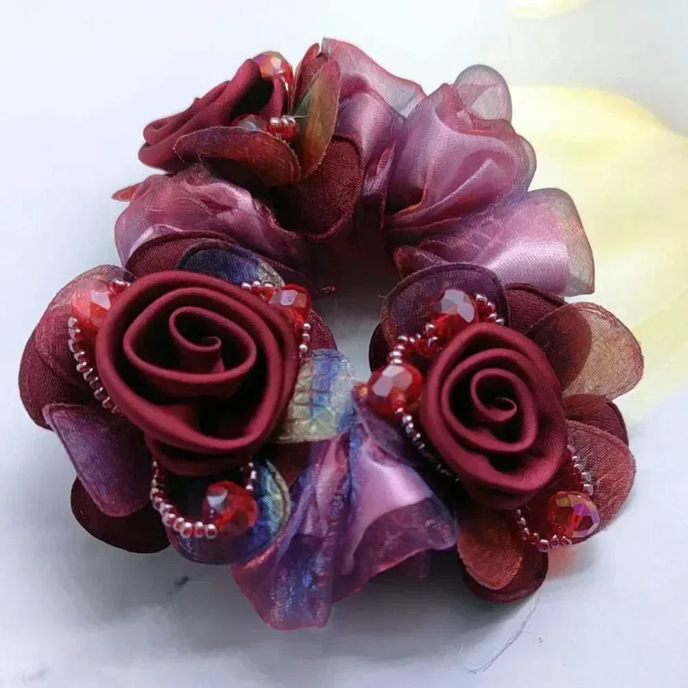 Women Lace Hair Scrunchies  Bow Hair Fantaisie Tie High Elasticity