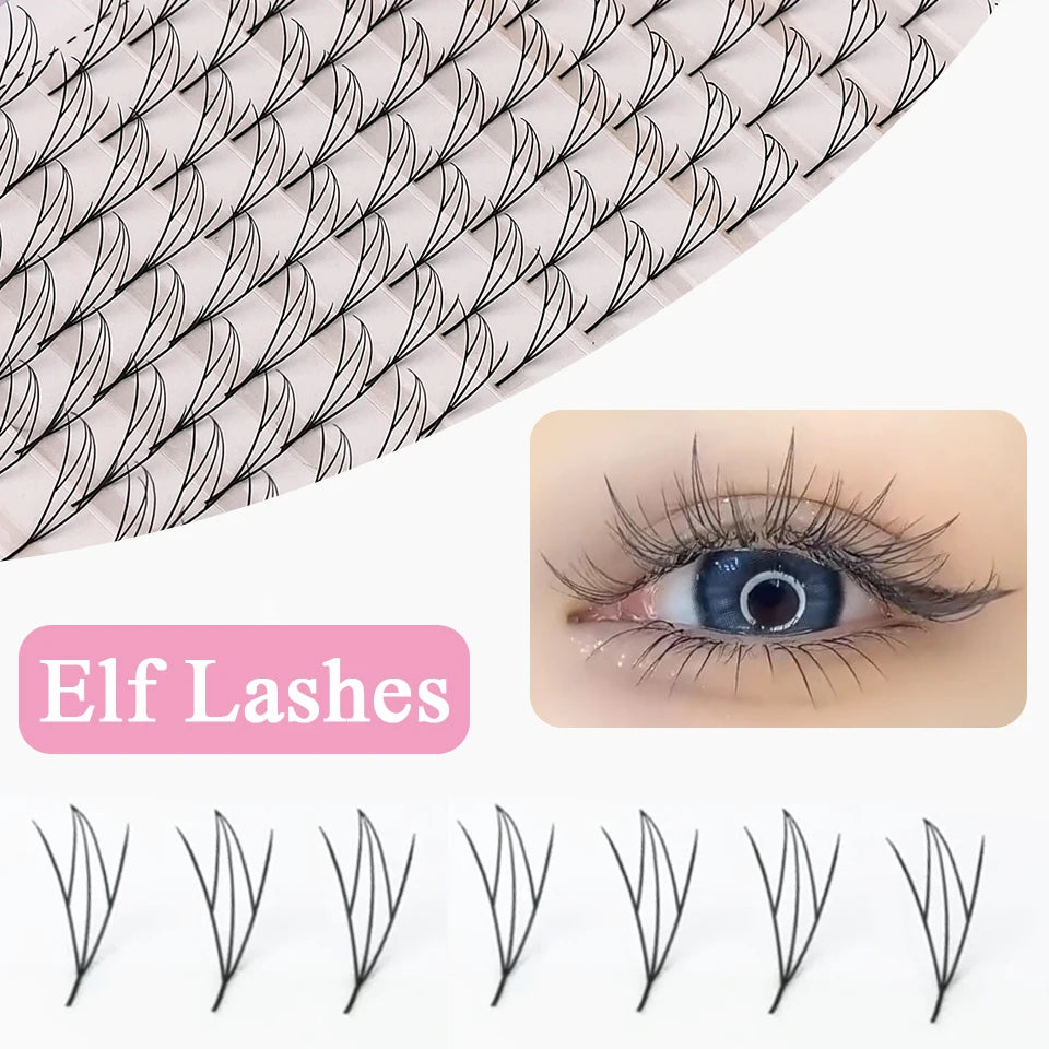 New Dual Sided Colorful Shiny Comic Spire Eyelash Extension Tinsel Anime Premade Fans Feather Shape Lashes For Christmas Cosplay