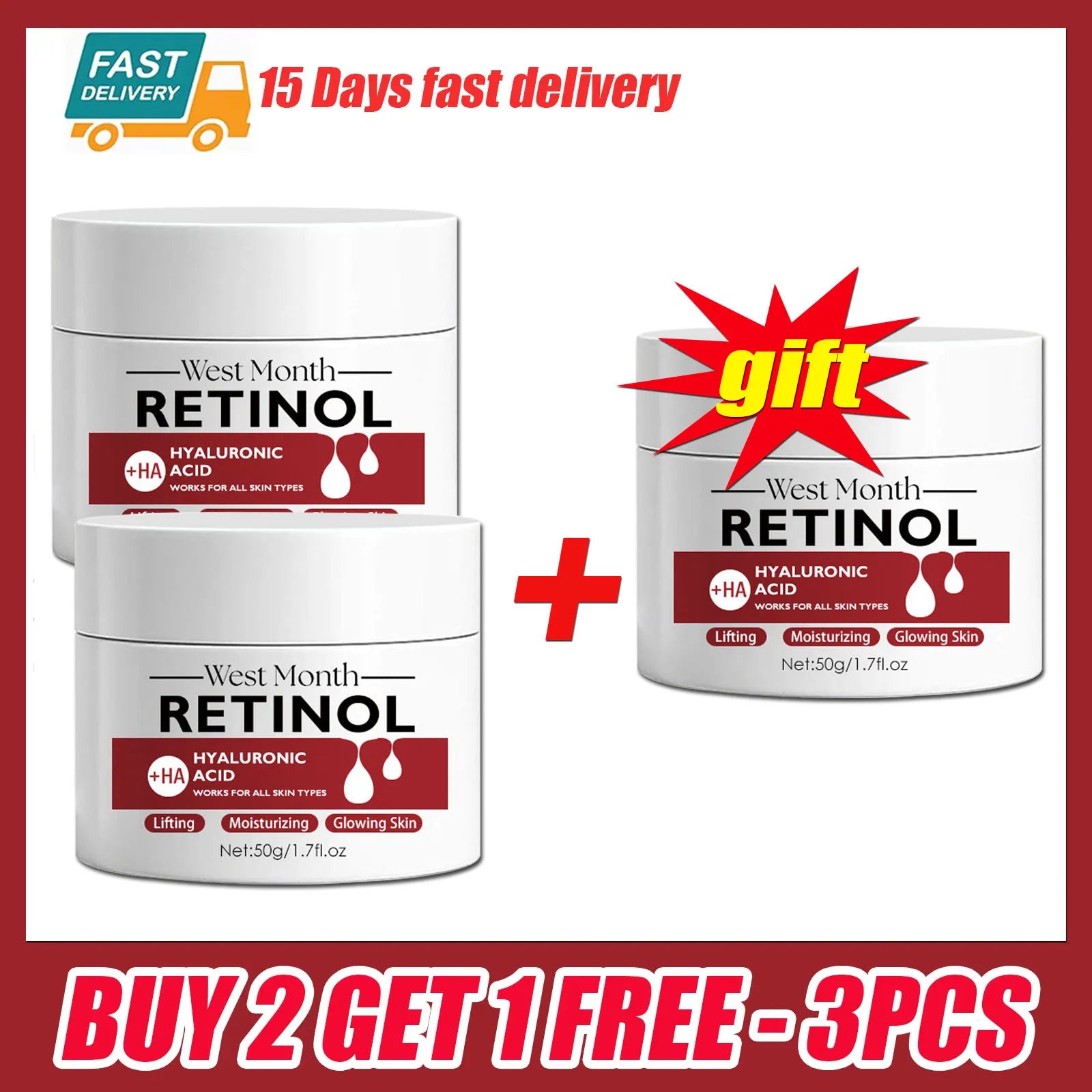 Retinol Wrinkles Remover Cream Lifting Firming Reduce Fine Lines Smooth Brightening Skin Moisturizing Anti A-ging Facial Cream