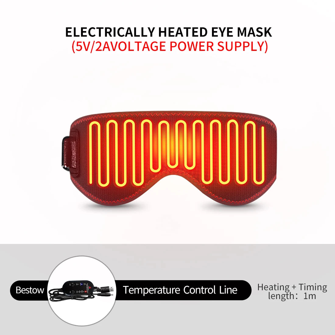 Electric Heated Massage Eye Mask - 3-Gear Vibration & Timer, Relieves Eye Fatigue from Overuse, Reduces Dark Circles, Aids Sleep