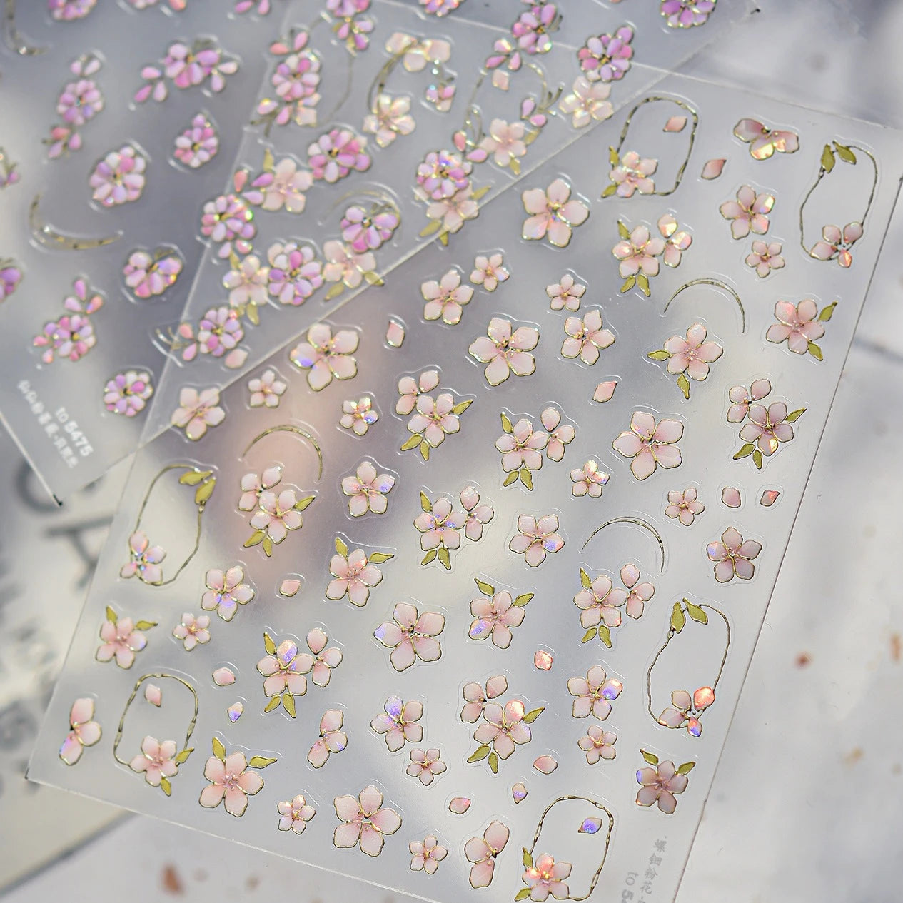 Elegant Pink Purple Flower Rose Colourful Gentle Petal Peach Blossom Metal Shiny Self Nail Art Sticker Decoration Manicure Decal