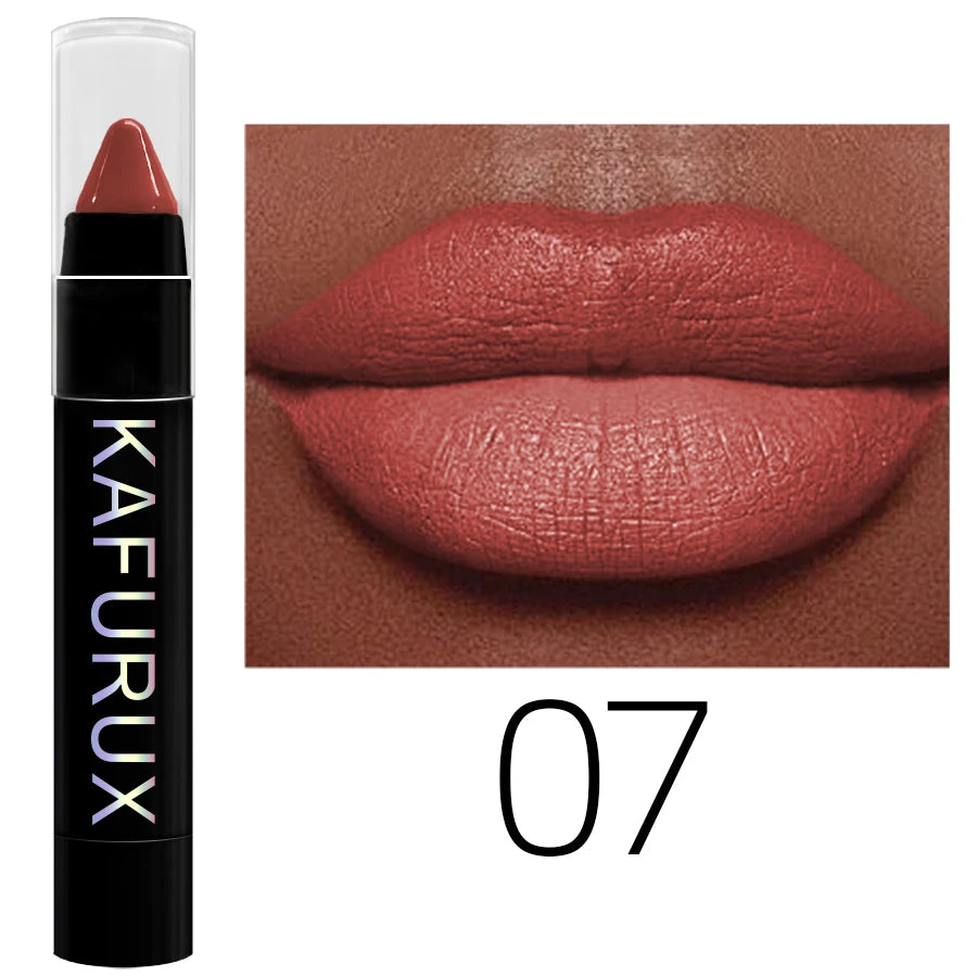15 Colors Nude Velet Matte Lipstick Pencil Waterproof Long Lasting Red Brown Pink Lip Liner Pen Non-Stick Cup Makeup Lip Tint Pe