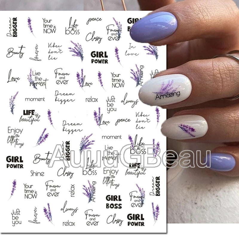 3d Nail Art Decals Geometric Lines Daisy Sunflowers Letters Adhesive Sliders Nail Stickers Decoration For Manicure