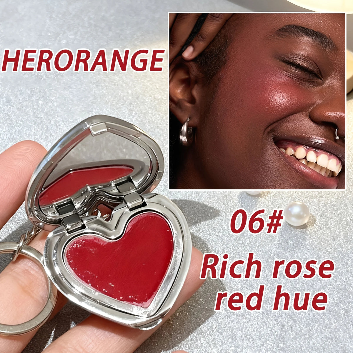 Heart Pendant Blush Cream Waterproof Long Lasting Smooth Texture Natural Makeup Holiday Gift
