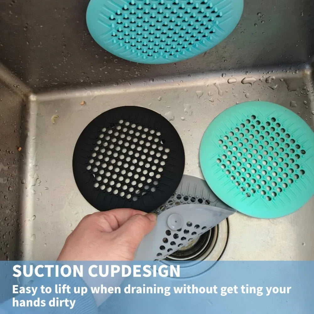 1/2/4Pcs Shower Drain Hair Catcher Drain Cover Bathroom Tub with Suction Cup 5.5 Inches Silicone Sink Strainer Suit for Bathtub